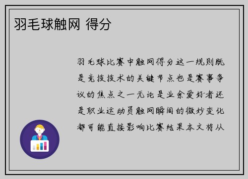 羽毛球触网 得分