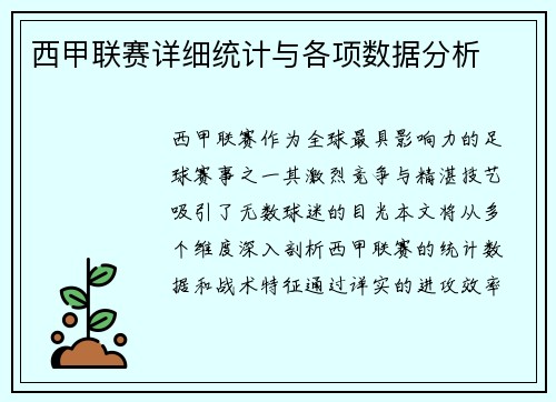 西甲联赛详细统计与各项数据分析