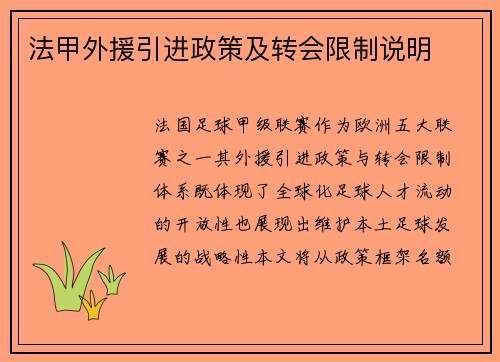 法甲外援引进政策及转会限制说明